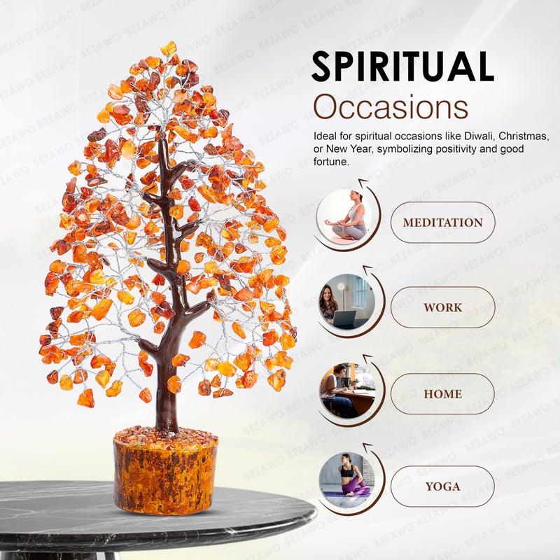 Crocon Carnelian Chakra Tree of Life - Crystal for Positive Energy, Handmade Gemstone Feng Shui Decor, Good Luck Money Tree Bonsai - Orange Healing Crystals for Sacral Chakra, Prosperity Gift - Image 4