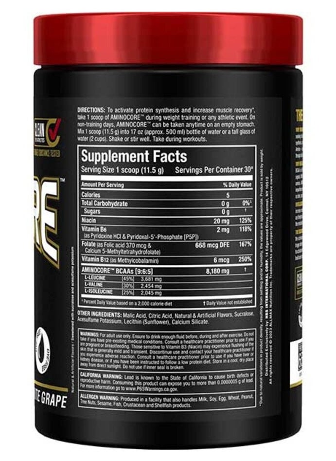 Allmax - ALLMAX Aminocore BCAA 315g White Grape Flavor 30 Serving - Image 1