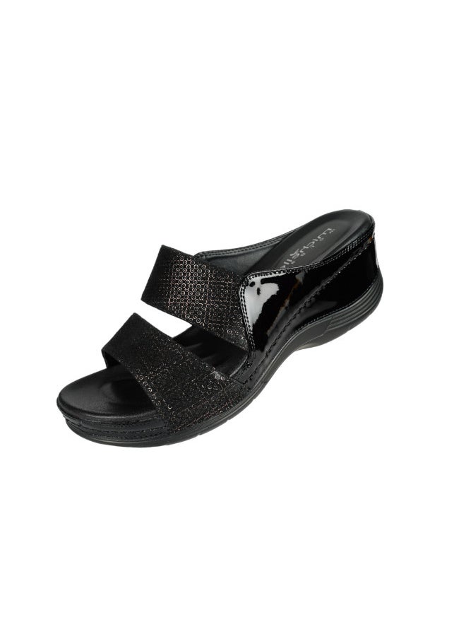 Michelle Morgan - 092-2698 Michelle Morgan Ladies Wedge Heel Sandals 2407-5 Black - Image 1