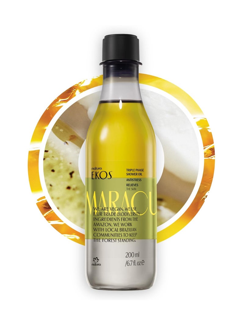Natura - Natura - Ekos Maracujá Triple Phase Shower Oil - Calming In-Shower or Bath Body Oil - Scented - Bath Oil - Skin Moisturizer - Vegan Skin Care - Brazilian Beauty Secrets - Self Care - 6.7 fl oz (200ml) - Image 1
