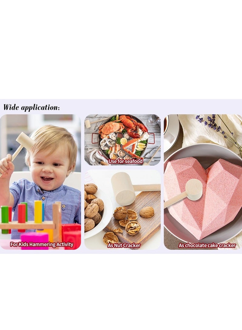 Y&D Mini Wooden Hammers, Kids Playing Learning Hammer Tools, Tiny Food Cracker Miniature House Mallet Multi-Purpose Hammer, Educational Toy for Kids, 20Pcs(Round)  - Image 4