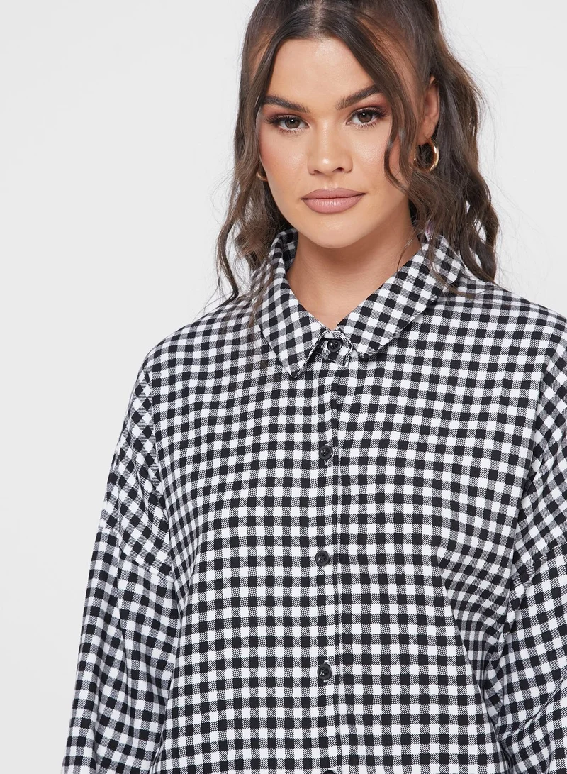 Missguided Oversized Check Shirt Mini Dress