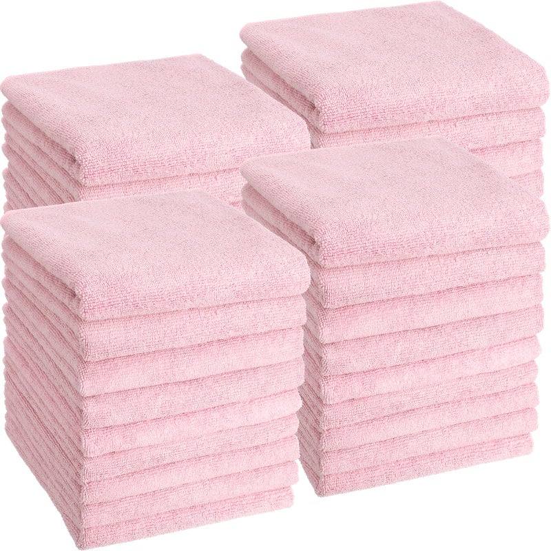 Shimeyao 40 Pack Bleach Proof Towels Microfiber Absorbent Resistant Hair Hand Towels Bulk Quick Dry for Barber Gym Bath Spa Shaving Dark Pink16 x 29 Inch