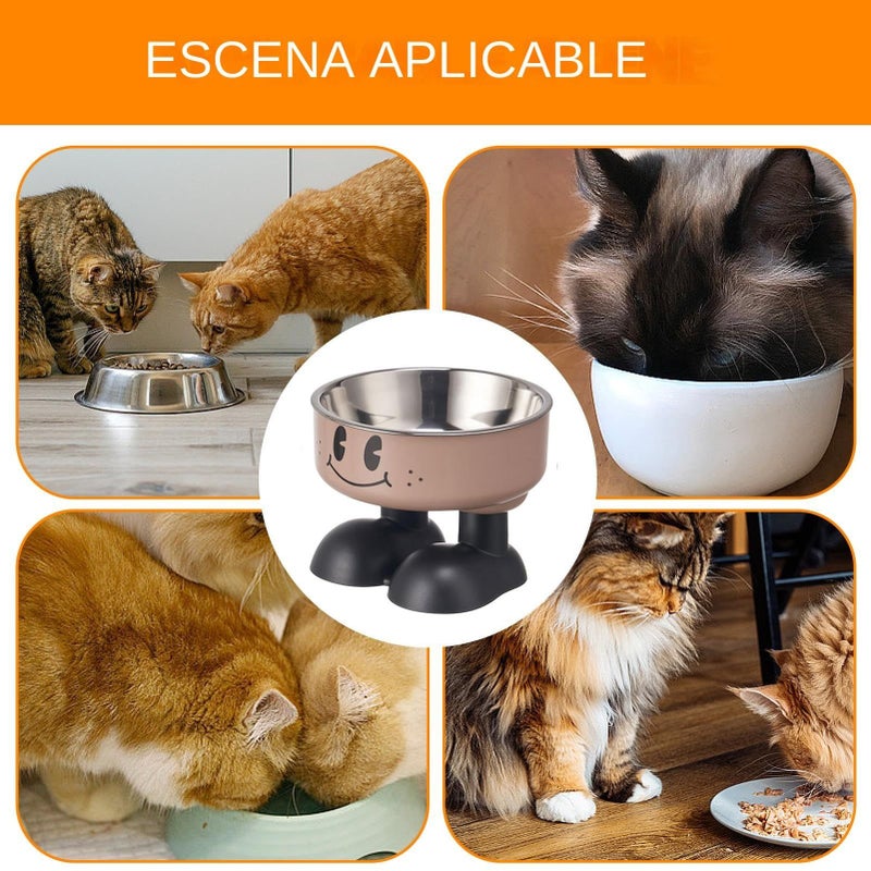 Coffee Stainless Steel Elevated Cat Feeder Feeding Dish With Non Slip Base Height Pet Feeders Reduces Tiredness In Neck And Joints For Puppies - Image 5