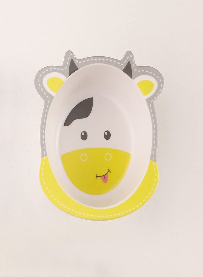 Fekdod Kids Dinnerware Set Bamboo 5 Pcs with Plate Bowl Cup Fork Spoon (Cow) - Image 3
