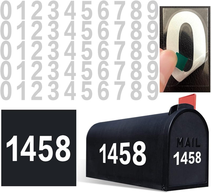 olaine 1.5 inch Mailbox Numbers for Outside, 50 Pcs Reflective Number Stickers with Sticky Tab for Easy Backing Separation, Pre-cut for Effortless Align, Strong Self Adhesive Vinyl Address Numbers for Houses - Image 1