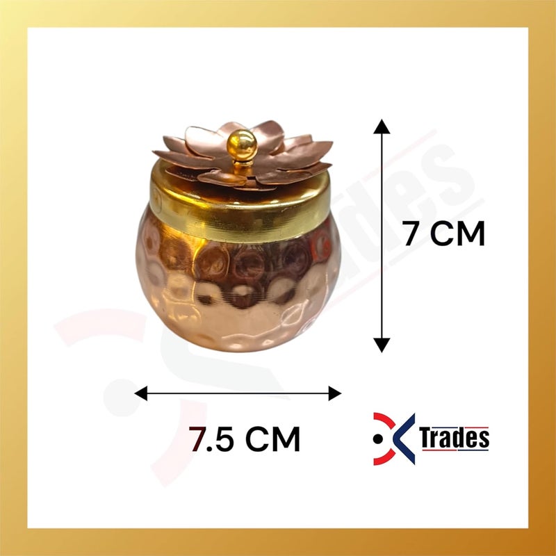 DK trades وعاء فواكه جاف نحاسي مطروق مع غطاء على شكل وعاء هدايا عودة لمناسبات تقديم الأطباق والأوعية لعيد ديوالي عبوة من 2 - Image 4