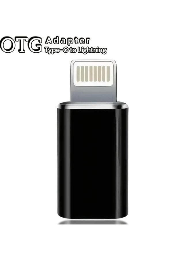 Black Type C To Lightning OTG Adapter High Speed Plug And Play For iPhone Huawei Xiaomi Samsung - Image 1