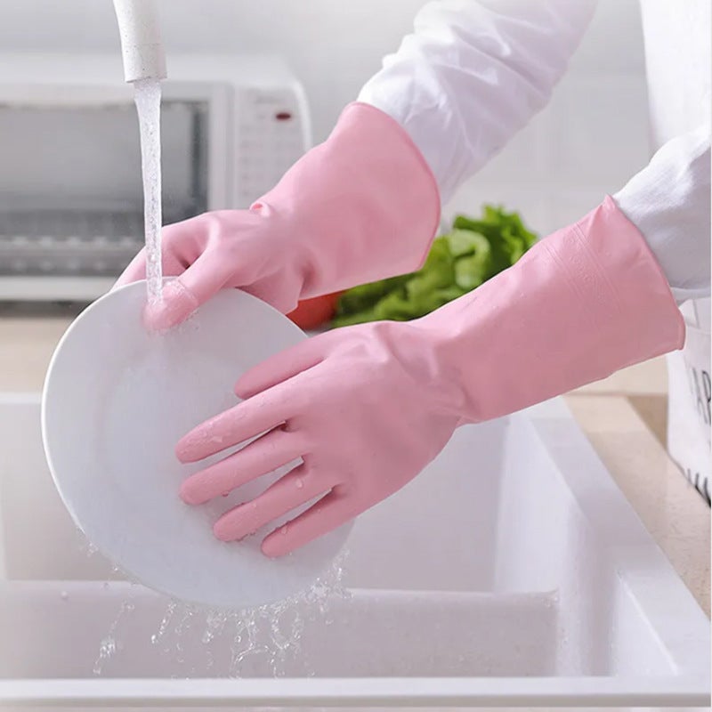 Thick PVC Gloves for Dishwashing Waterproof Morandi Powder (70g) Morandi Powder (70g)