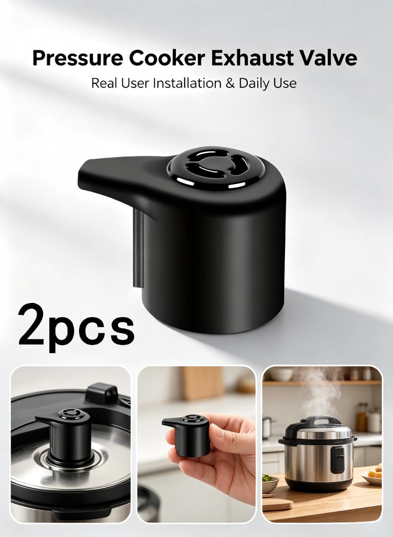 2 Pieces Plastic Steam Release Valve Universal Pressure Valve for Instant Pot 3, 5, 6, 8 Qt Quart | Steam Release Handle Accessory for Electric Pressure Cooker Black 1.02 x 1.02 x 0.76 cm - Image 1