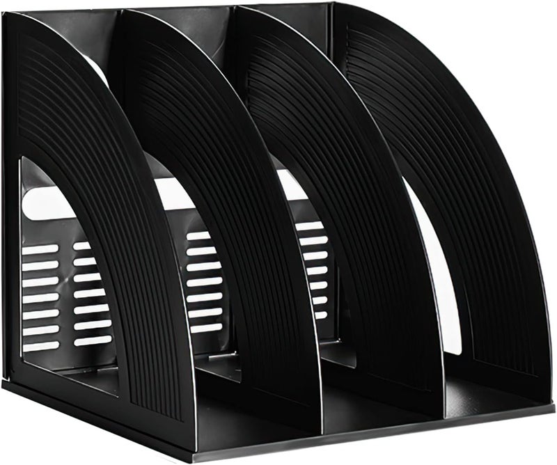 SAYEEC Desk Organizer File Magazine Storage Holder with 3 Vertical Compartments Rack Magazine Divider for Office Organization Home Workspace,Black - Image 1
