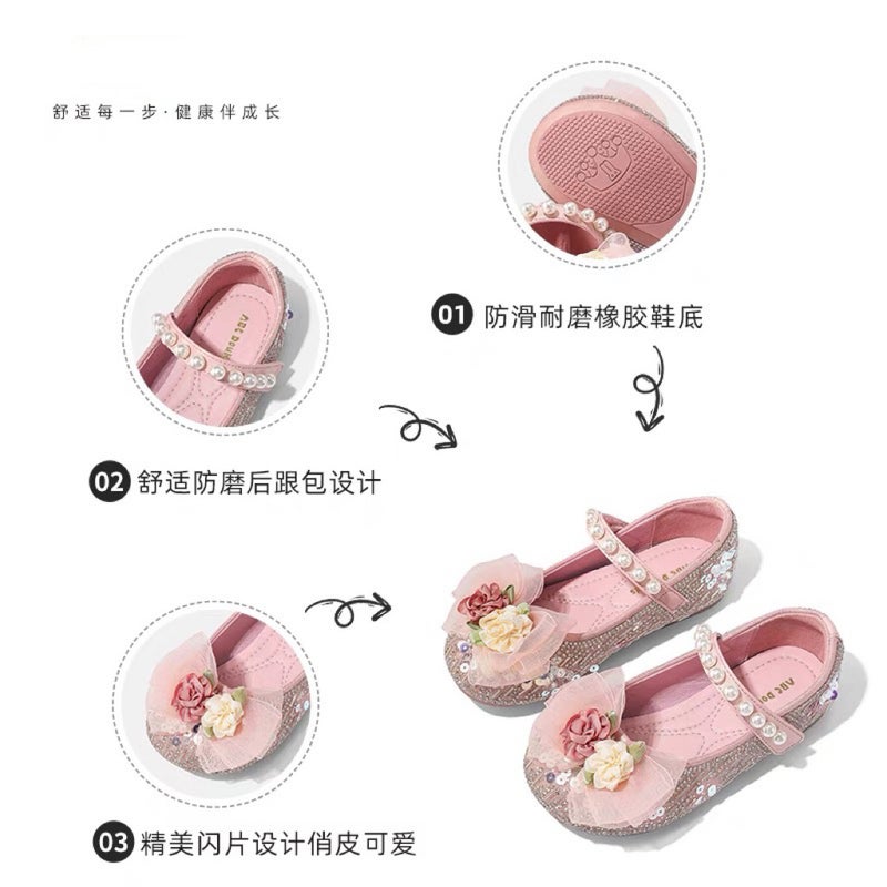 Canyze Girls Pearl Princess Shoes 2025 Spring New Children Sequin Single Shoes Watch Performance Dance Shoes - Image 4