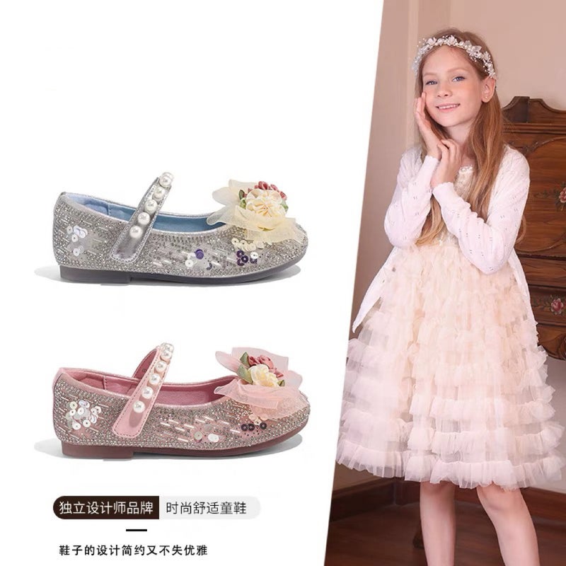Canyze Girls Pearl Princess Shoes 2025 Spring New Children Sequin Single Shoes Watch Performance Dance Shoes - Image 3