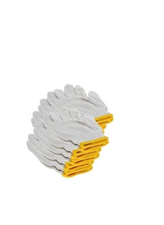 ABBASALI Plain Gloves with Yellow Edge Washable Cotton Glove  - Image 1