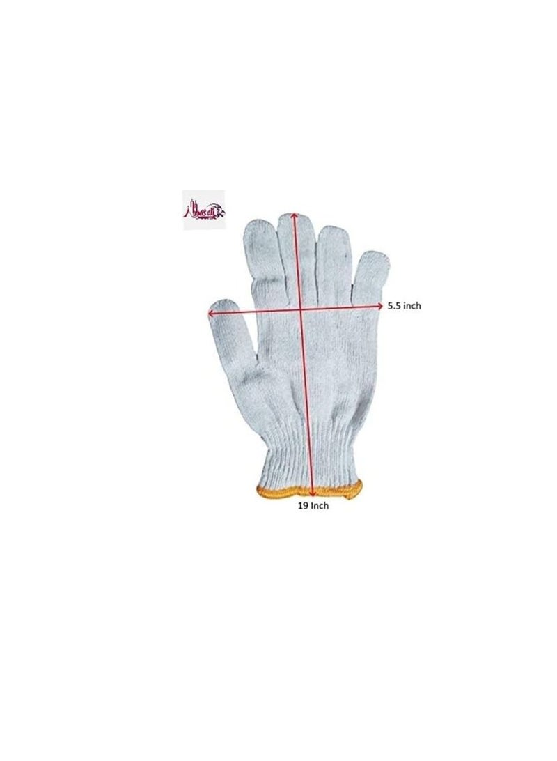 ABBASALI Plain Gloves with Yellow Edge Washable Cotton Glove  - Image 3