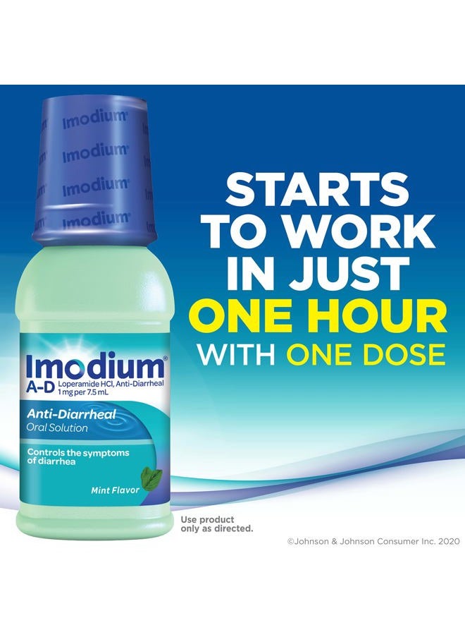 IMODIUM A-D Liquid Anti-Diarrheal Medicine with Loperamide Hydrochloride to Help Control Symptoms of Diarrhea Due to Acute, Active & Traveler's Diarrhea, Mint Flavor, 4 fl. oz - Image 5