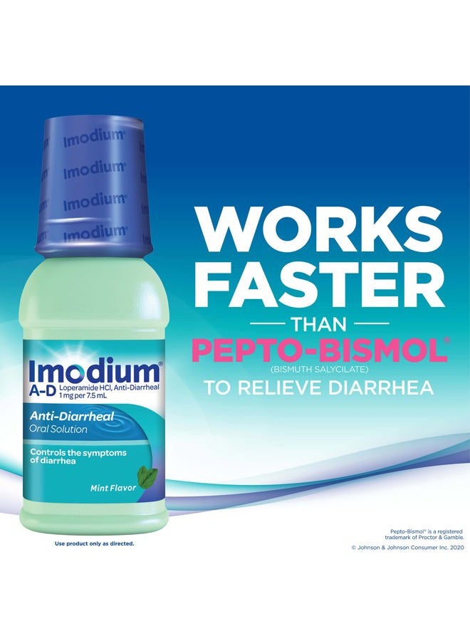 IMODIUM A-D Liquid Anti-Diarrheal Medicine with Loperamide Hydrochloride to Help Control Symptoms of Diarrhea Due to Acute, Active & Traveler's Diarrhea, Mint Flavor, 4 fl. oz - Image 4