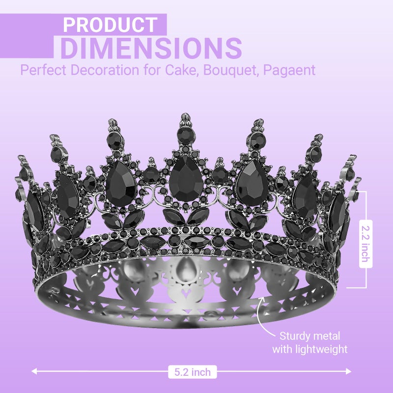 Queenship Crown for Women, Crystal Queen Crown for Birthday Costume Party Celebration, Black - Image 2