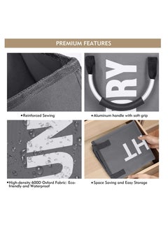 Excefore 40L Collapsible Laundry Basket Freestanding Tall Clothes Hamper Foldable Hamper Basket Bags Suitable for Bedroom Bathroom Laundry Room (Dark Grey)  - Image 4