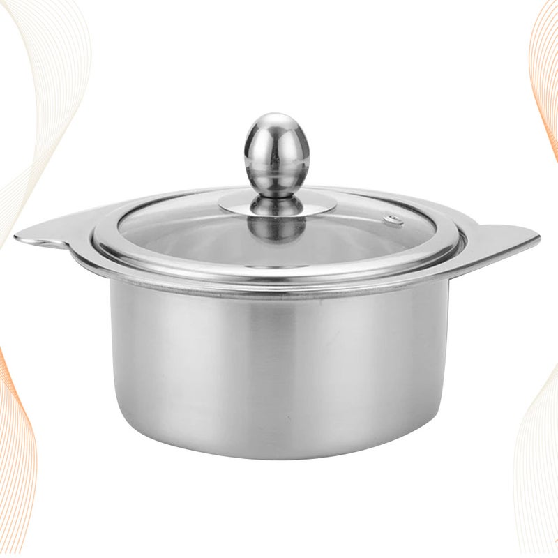 1Pc 18cm Stainless Steel Hot Pot Pot compatible for Induction Cooker with Lid ( ) - Image 1