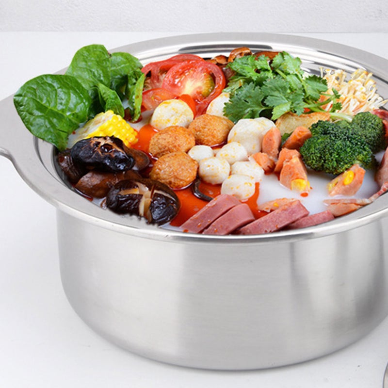 1Pc 18cm Stainless Steel Hot Pot Pot compatible for Induction Cooker with Lid ( ) - Image 2