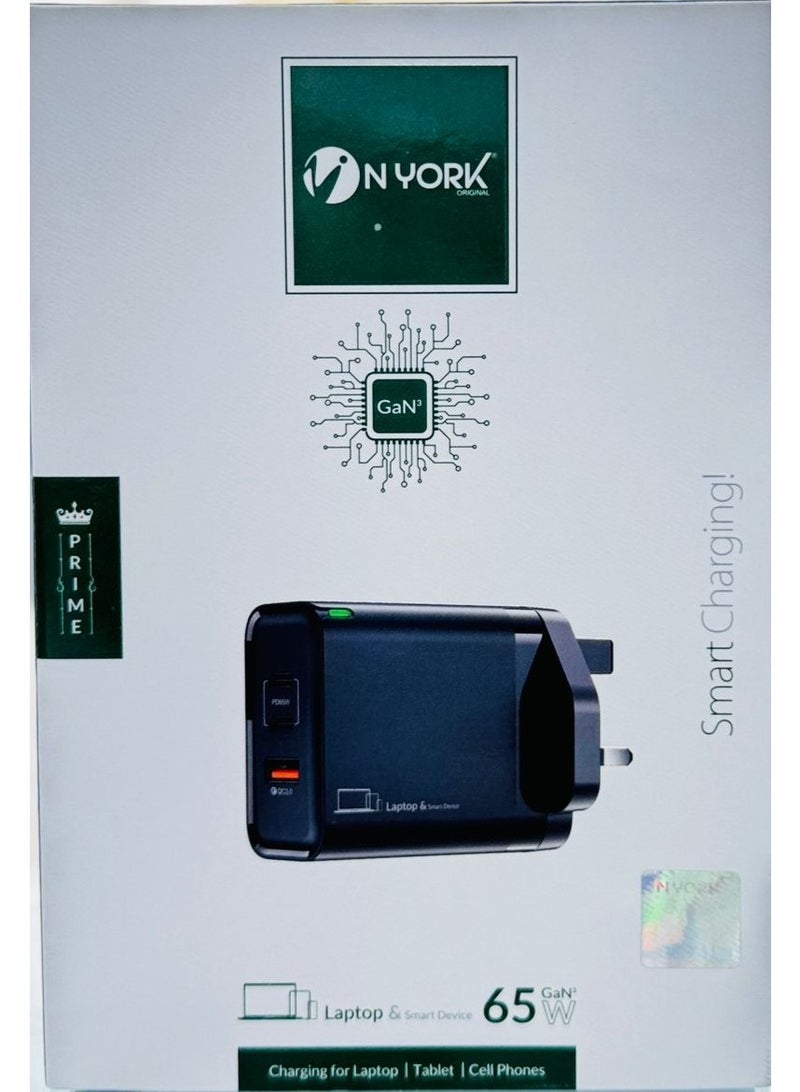 NYORK 65W GAN3 CHARGER FOR LAPTOP AND MOBILE
