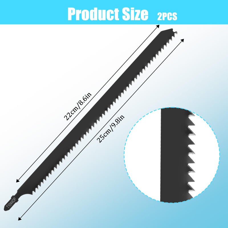 salbsever 2PCS T1044DP Jigsaw Blades for Wood Contractor 10 in Jig Saw Blades Set 6 TPI Precision for Quick Cutting Wood, Hardwood, Plywood, Plastic, Metal, Black - Image 2