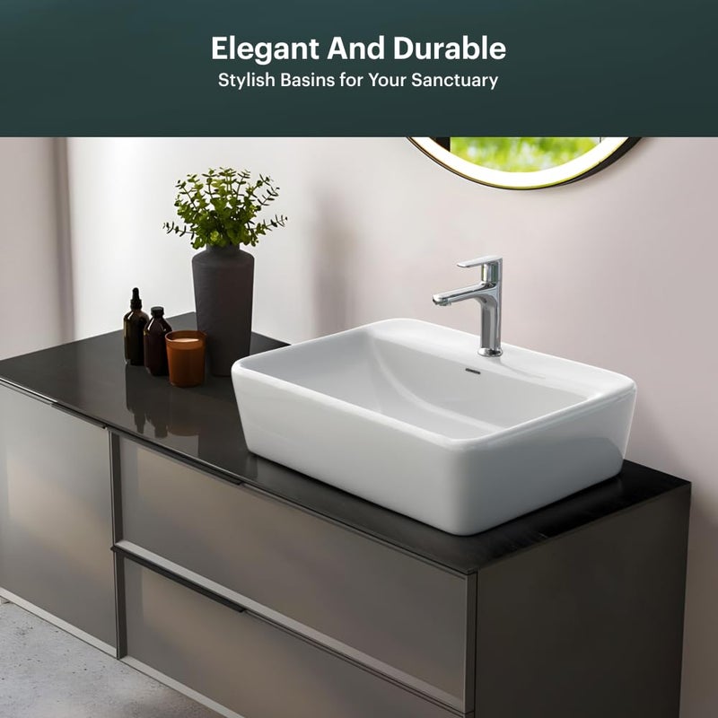 Johnson Bathrooms Johnson Ruby Table Top Basin 475x360x135mm Ceramic Counter Top Basin for Bathroom Dinning Hall White 105 Kg 10 Years Warranty P0414PW0022  - Image 5