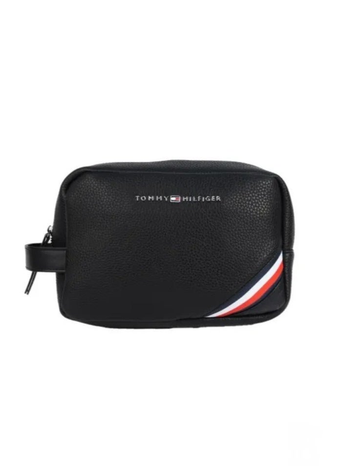 Tommy Hilfiger Sponge bag with metal logo and Tommy tape, black