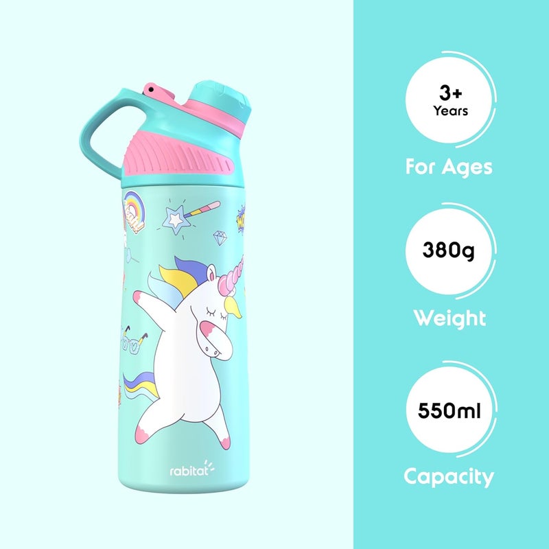 Rabitat ZYLO Vacuum Insulated Water Bottle Sizzle 550ml | 2 Years Brand Warranty | Water Bottle for School Kids | Thermos Flask | Upto 24 hrs Hot and Cold Steel Water Bottle | ISI Certified - Image 2