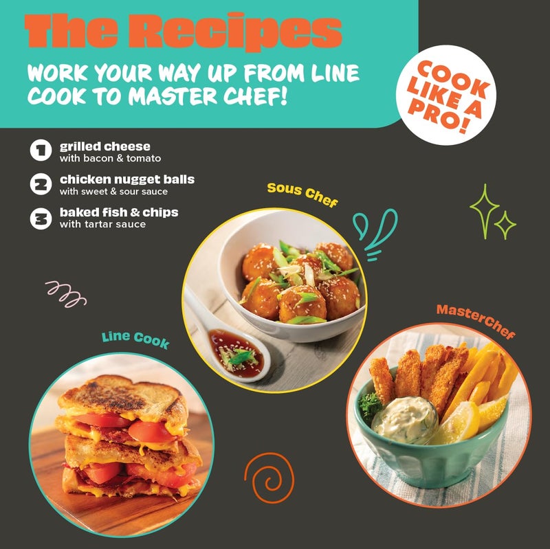 MasterChef Junior Cooking Essentials Set - 9 Pc. Kit Includes Recipes, Apron, Cutting Board, Mixing Bowl, Measure Cups, Spoons, Homemade Holiday Gifts - Image 4