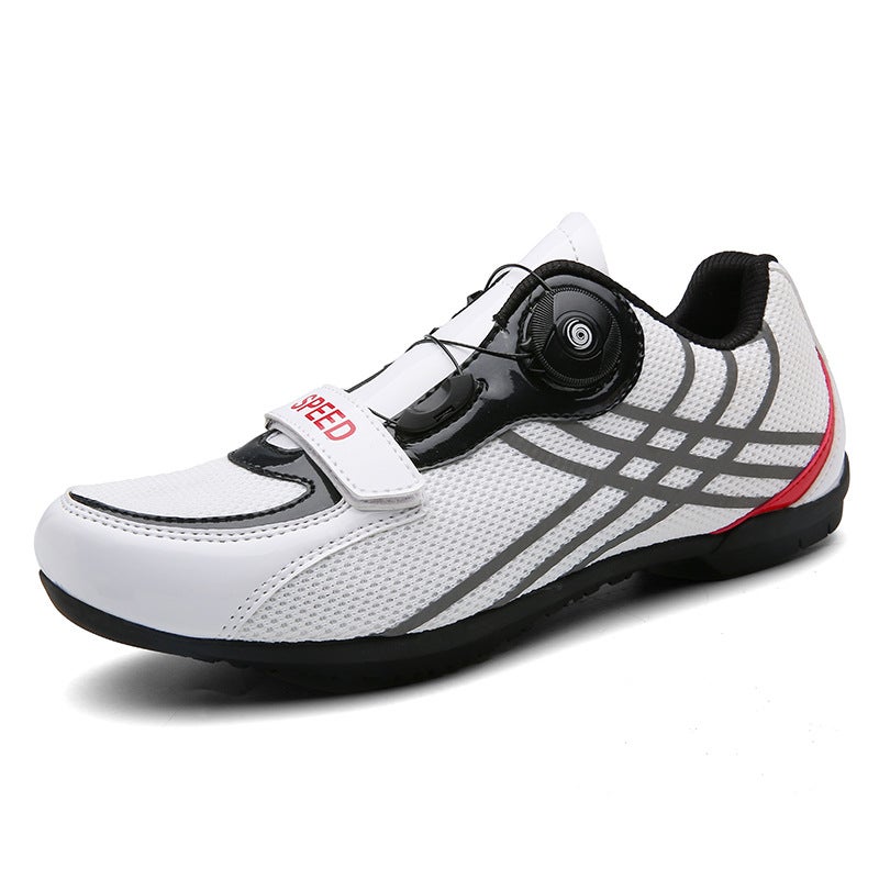 Generic Cross-border Large Size Cycling Shoes Casual Mesh Bicycle Shoes Outdoor Sports Locked Unlocked 1999 White (rubber bottom)