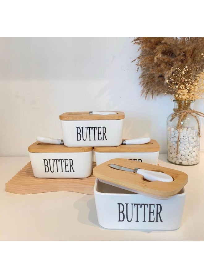 طقم علب زبدة للمطبخ بغطاء خشبي – Butter Storage Containers - Image 2