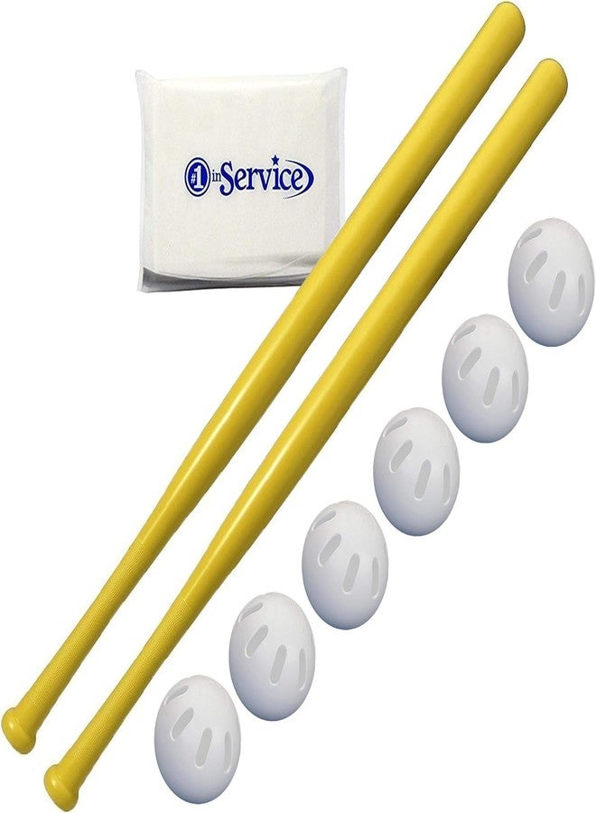 WIFFLE Ball 6 Baseballs Official Size 6 Pack Ball 32" Bats 2 Pack Set - Image 1