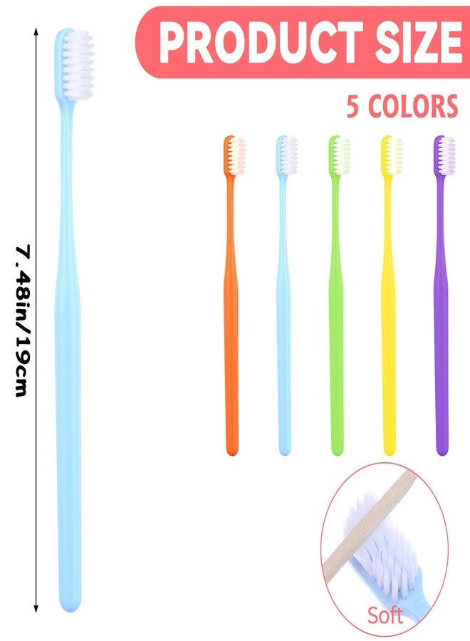 COMNICO 5 Pack Classic Manual Toothbrush Soft Bristles Clean Tooth Brush with Ergonomic Plastic Handle for Adults and Kids, Colorful - Image 2