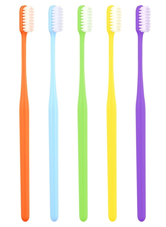 COMNICO 5 Pack Classic Manual Toothbrush Soft Bristles Clean Tooth Brush with Ergonomic Plastic Handle for Adults and Kids, Colorful - Image 1