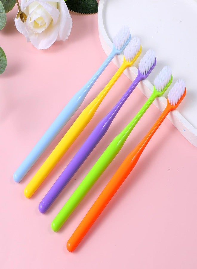 COMNICO 5 Pack Classic Manual Toothbrush Soft Bristles Clean Tooth Brush with Ergonomic Plastic Handle for Adults and Kids, Colorful - Image 4