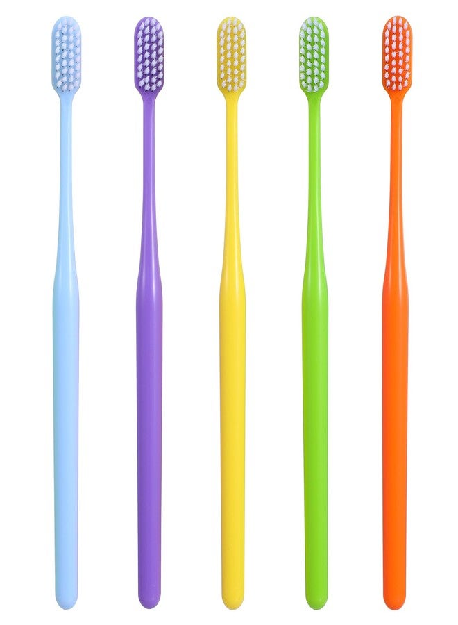 COMNICO 5 Pack Classic Manual Toothbrush Soft Bristles Clean Tooth Brush with Ergonomic Plastic Handle for Adults and Kids, Colorful - Image 3