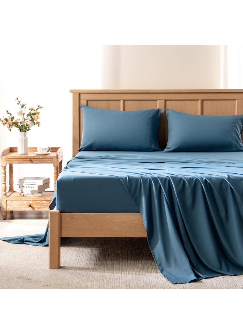 Comfort Spaces Comfort Spaces Coolmax Moisture Wicking Sheet Set Soft Fade Resistant All Elastic Deep Pocket Fits Up to 16 Mattress  Warm Weather Cooling Sheets for Night Sweats Full Teal 4 Piece 