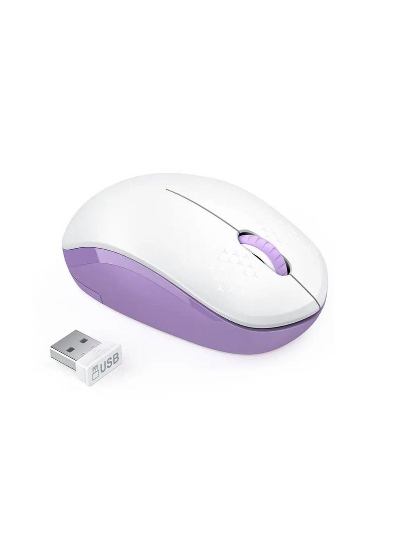 LeadsaiL - LeadsaiL Wireless Mouse for Laptop 2.4G USB Receiver Noiseless Mice white purple Slim PC Laptop Computer Wireless Mouse - Image 1