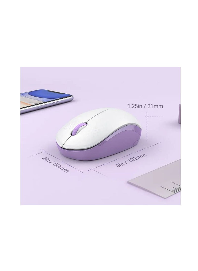 LeadsaiL - LeadsaiL Wireless Mouse for Laptop 2.4G USB Receiver Noiseless Mice white purple Slim PC Laptop Computer Wireless Mouse - Image 1
