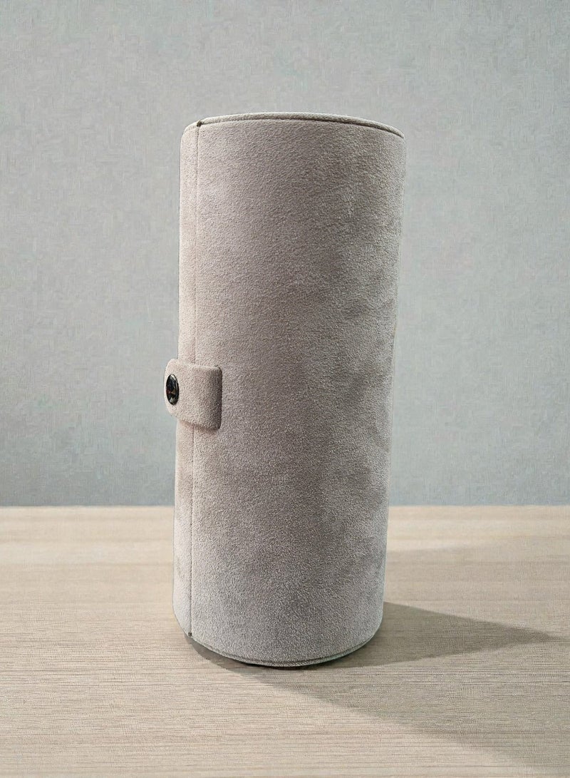 AL SERAJ JEWELLERY BOX LLC AL SERAJ Grey Suede Bangle Box Organizer | Pipe Style Bracelet & Bangle Storage Case | Soft Velvet Jewelry Folder Box | 20 cm Long Portable Jewellery Box - Image 3