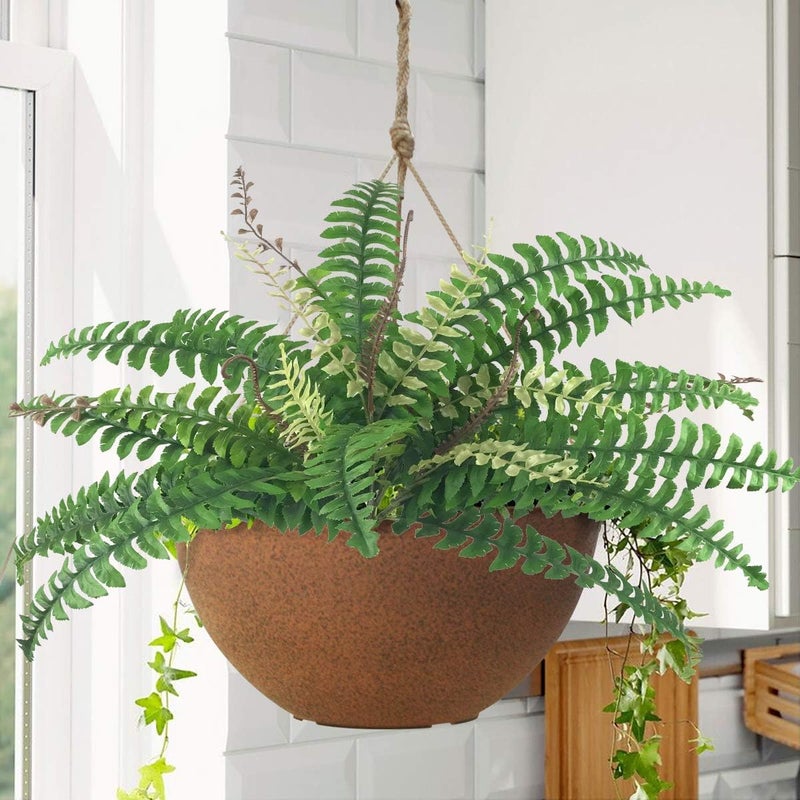 Beebel Artificial Silk Plant Boston Fern Bush Hanging Plants Fake Persian Rattan Greenery Imitation Ferns Plants for Wall Indoor Outdoor Wedding Garland Decor 37 Branch - Image 4