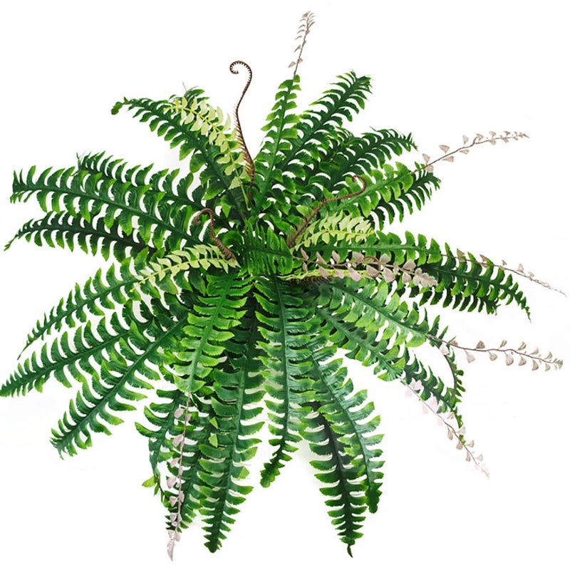Beebel Artificial Silk Plant Boston Fern Bush Hanging Plants Fake Persian Rattan Greenery Imitation Ferns Plants for Wall Indoor Outdoor Wedding Garland Decor 37 Branch - Image 1