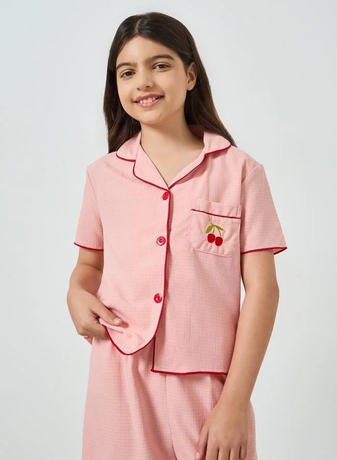 Take Two Girls Textured Shirt and Shorts Set