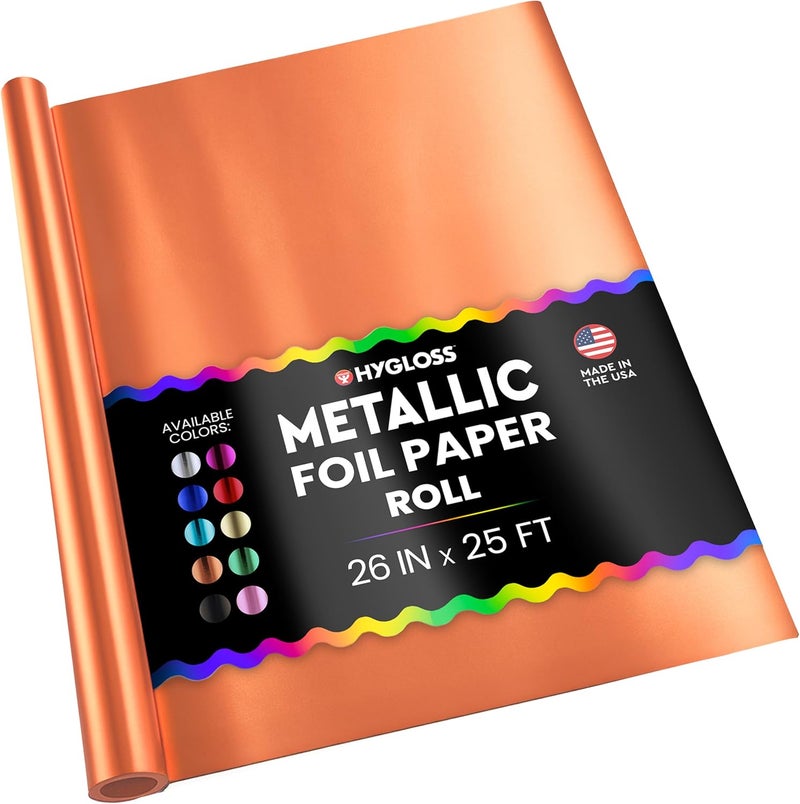Hygloss Metallic Wrapping Paper Roll - 26" x 25 ft (54 Sq. Ft) Red Copper - Shiny Metallic Foil Paper for Arts, Crafts, Holiday & Christmas Gift Wrapping - Image 1
