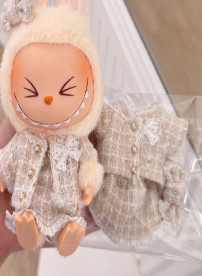 Labubu Mini Doll Clothing Set - 17cm Changeable Outfit with Keychain for Labubu Figures