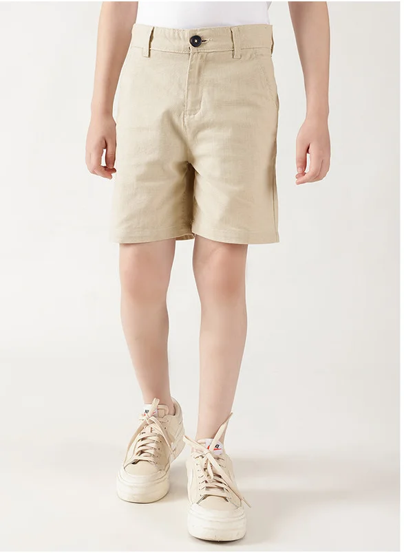 ون فرايدي One Friday Boys Beige Regular Fit Solid Shorts