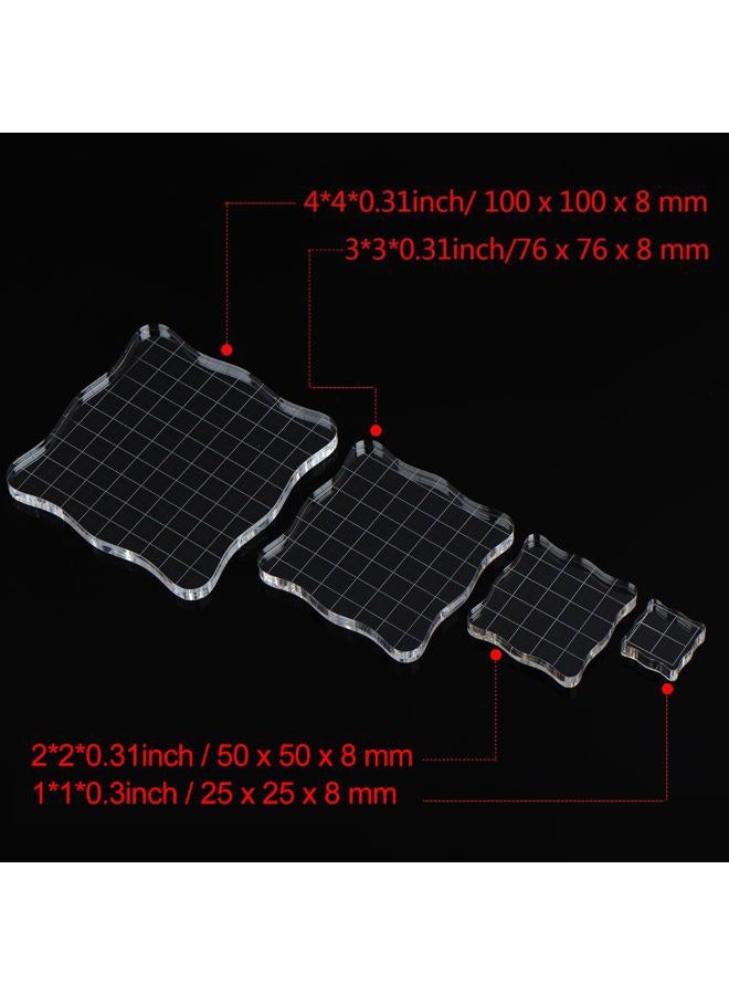 Whaline 4 Pieces Stamp Blocks with Grid and Grip, Acrylic Clear Stamping Blocks Set Essential Stamping Tools for Scrapbooking Crafts Making - Image 3