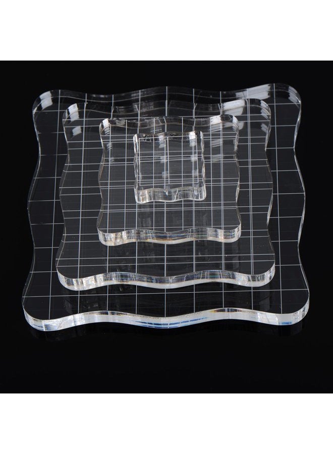 Whaline 4 Pieces Stamp Blocks with Grid and Grip, Acrylic Clear Stamping Blocks Set Essential Stamping Tools for Scrapbooking Crafts Making - Image 2